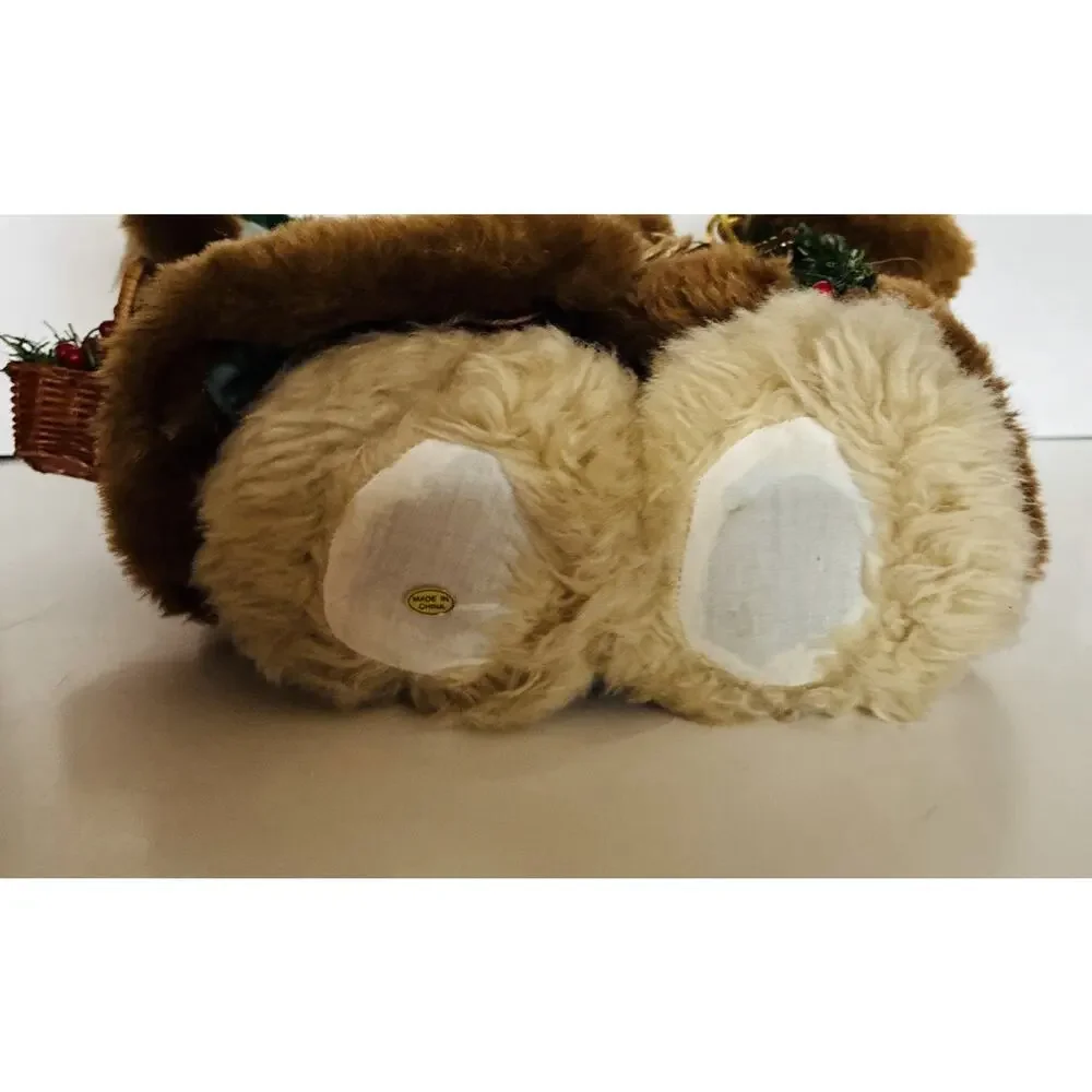 Vintage World Bazaar Christmas Santa Clause Gift Bag, Basket Trinkets Plush Bear